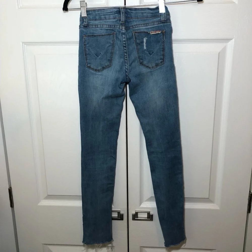 Girls Hudson Distressed Super Skinny Blue Jeans Size 10
